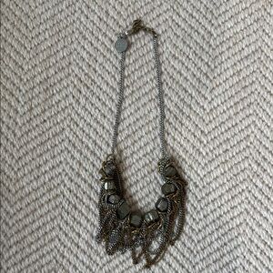 Gunmetal Faceted Bead & Chain Fringe Necklace